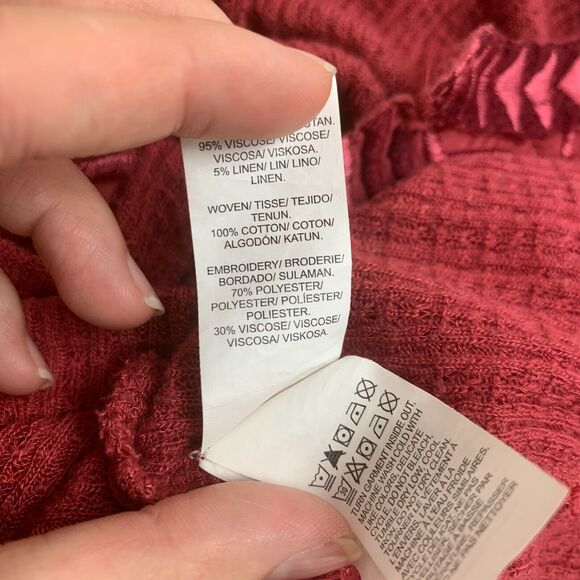 Lucky Brand Drop Needle Sweater Womens M Medium Rosy Embroidered Linen Blend - Picture 12 of 16